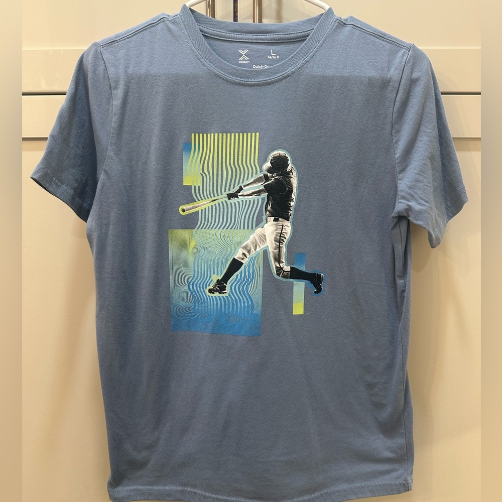 Blue Graphic Baseball T-Shirt-L (14/16) Husky